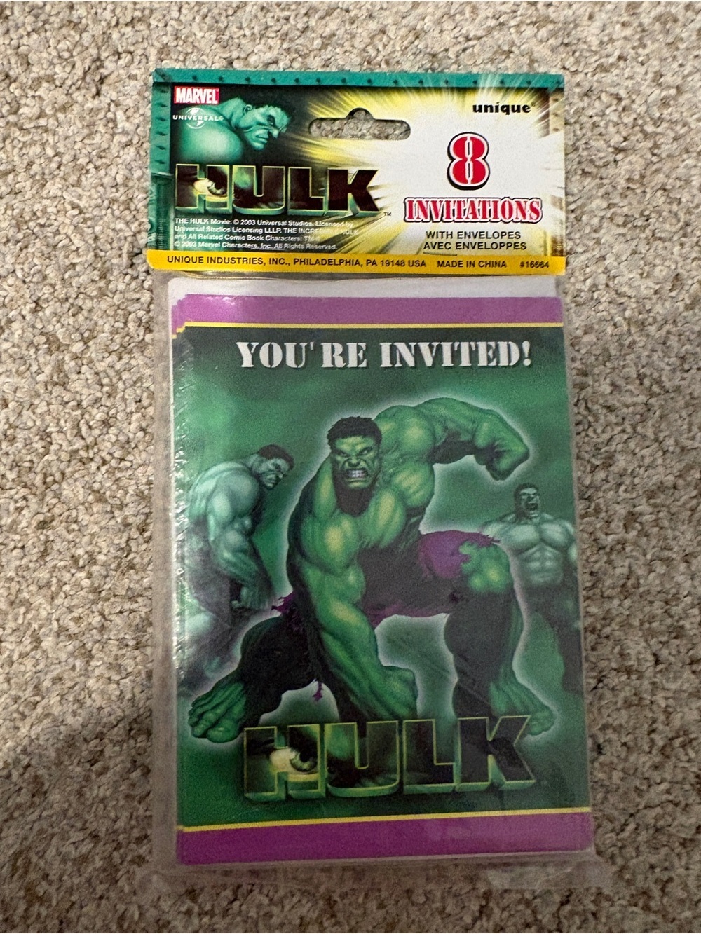 Vintage Y2K The Hulk Birthday Party Invitations New 2000’s Marvel 8